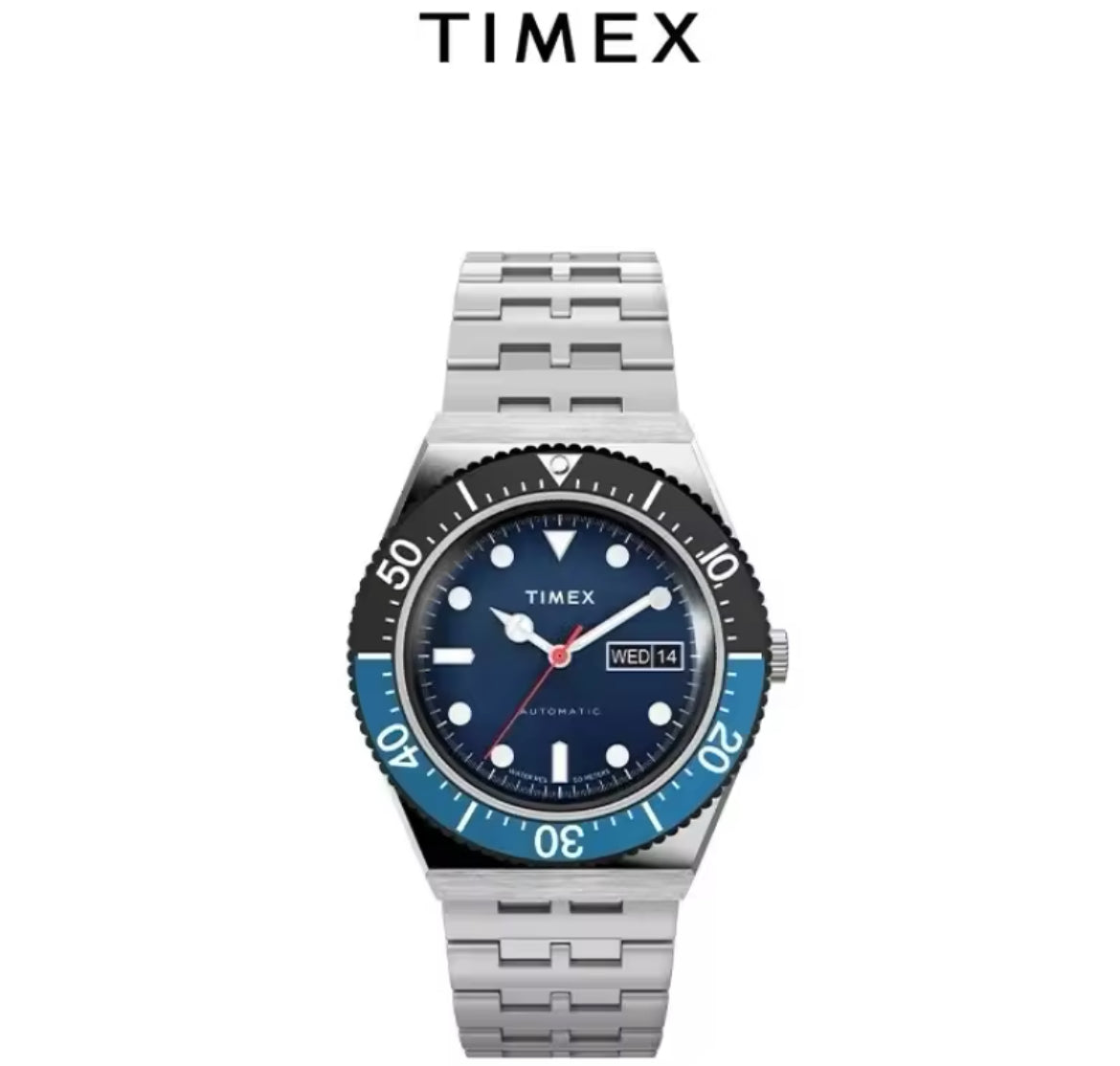 Timex Diver Blue, Stainless Steel Bracelet Automatic Movement 40mm Watch