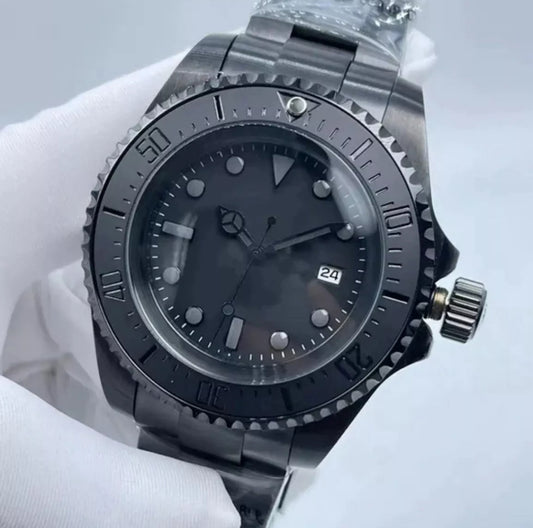 Luxury Sea Dweller 44mm Jacques Piccard Style All Black PVD Automatic Movement Watch