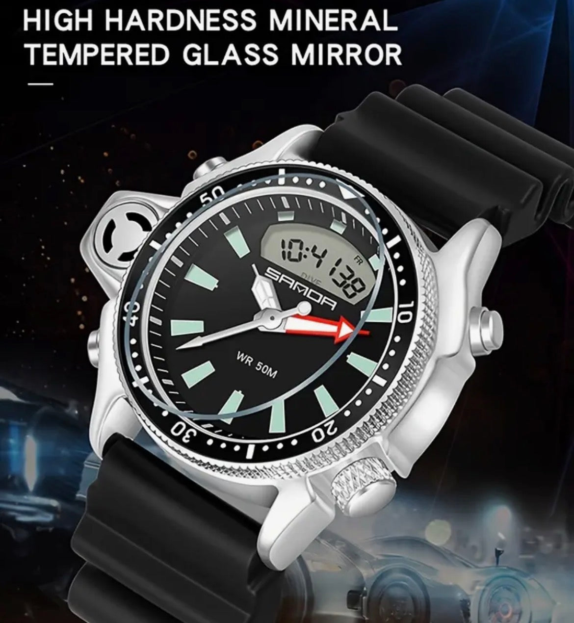 Multifuntion Dive 38mm Rubber Strap Watch