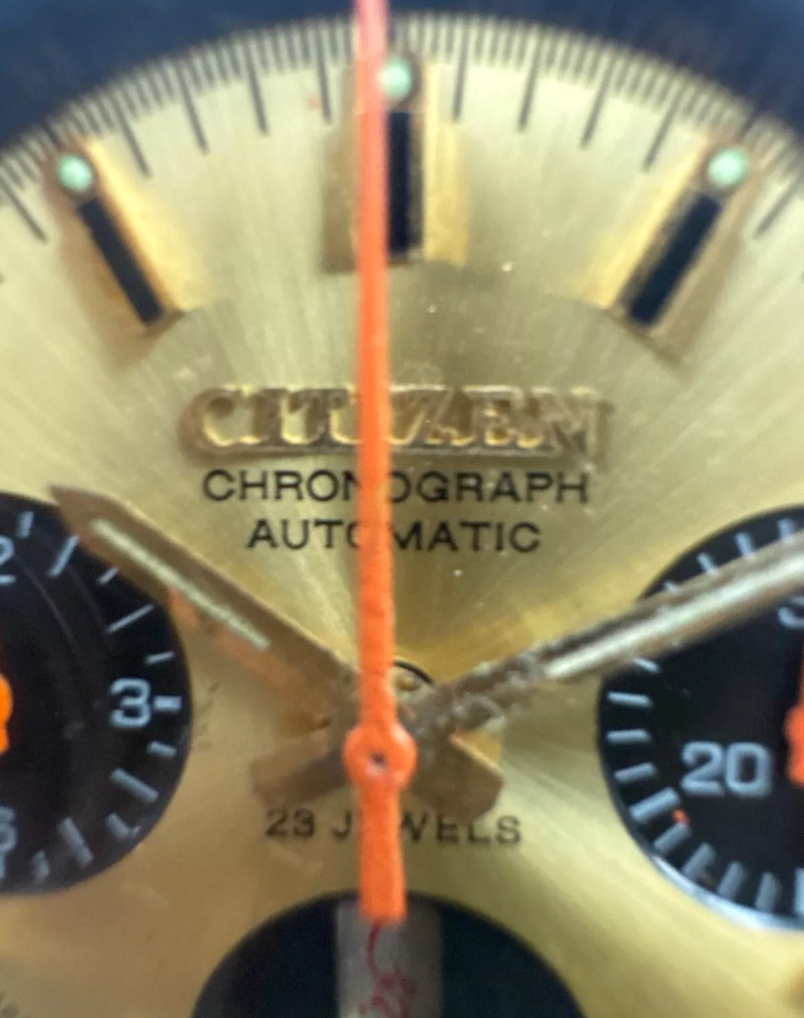 Rare Vintage Citizen Bullhead 67-9020 Chronograph Brad Pitt Gold Cal.8110 Automatic Watch