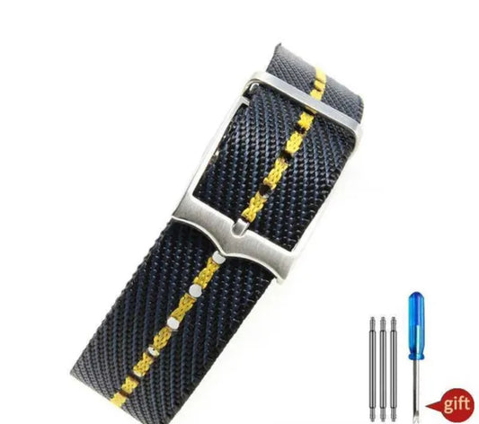 Tudor Black Bay NATO style Strap Blue x Yellow 20MM strap