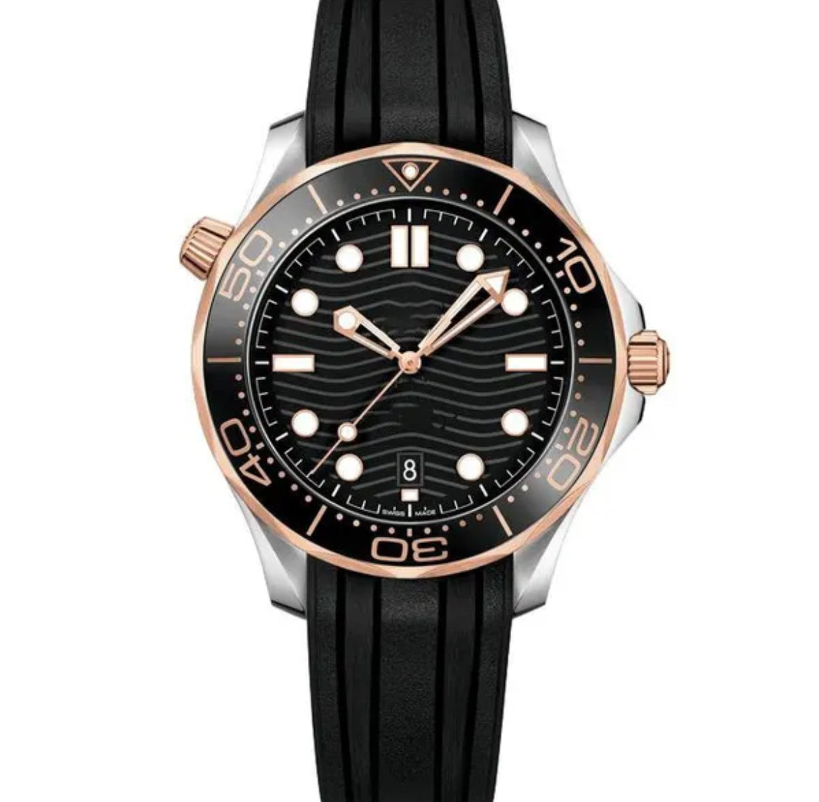 Seamaster 300M Two-Tone Black Dial Sea M Stainless Steel, Black Rubber AUTOMATIC Movement Watch