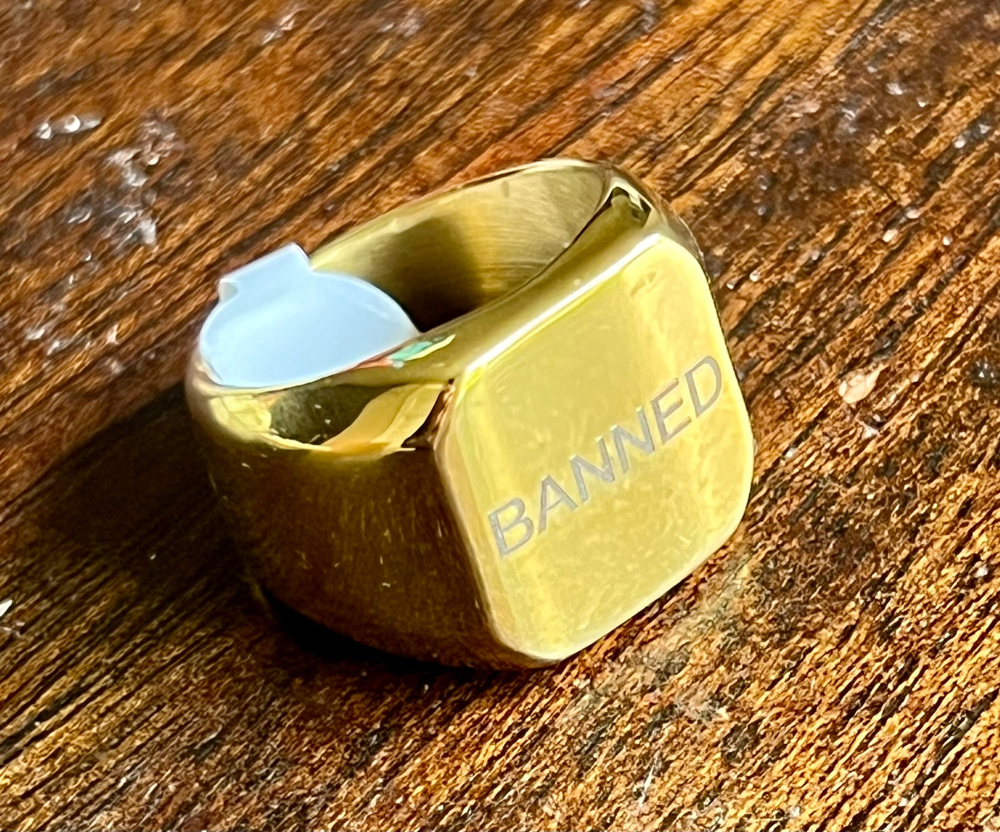 BANNED Capital Gold Plated Ring US Size 9