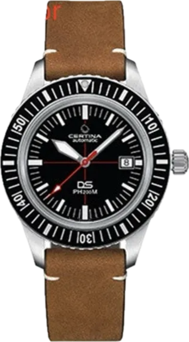 Luxury Cert. DS Mod Black Dial Quartz Movement Leather Strap