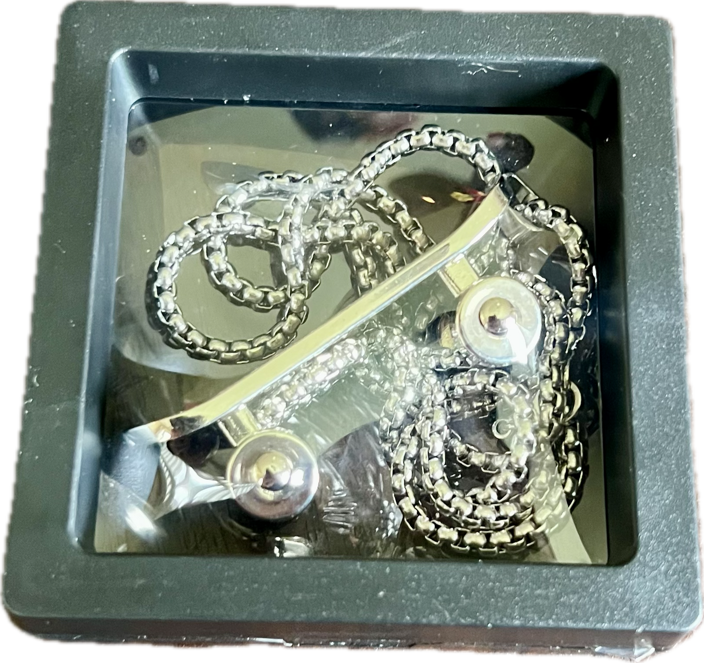 BANNED Silver Metal Skateboard Necklace