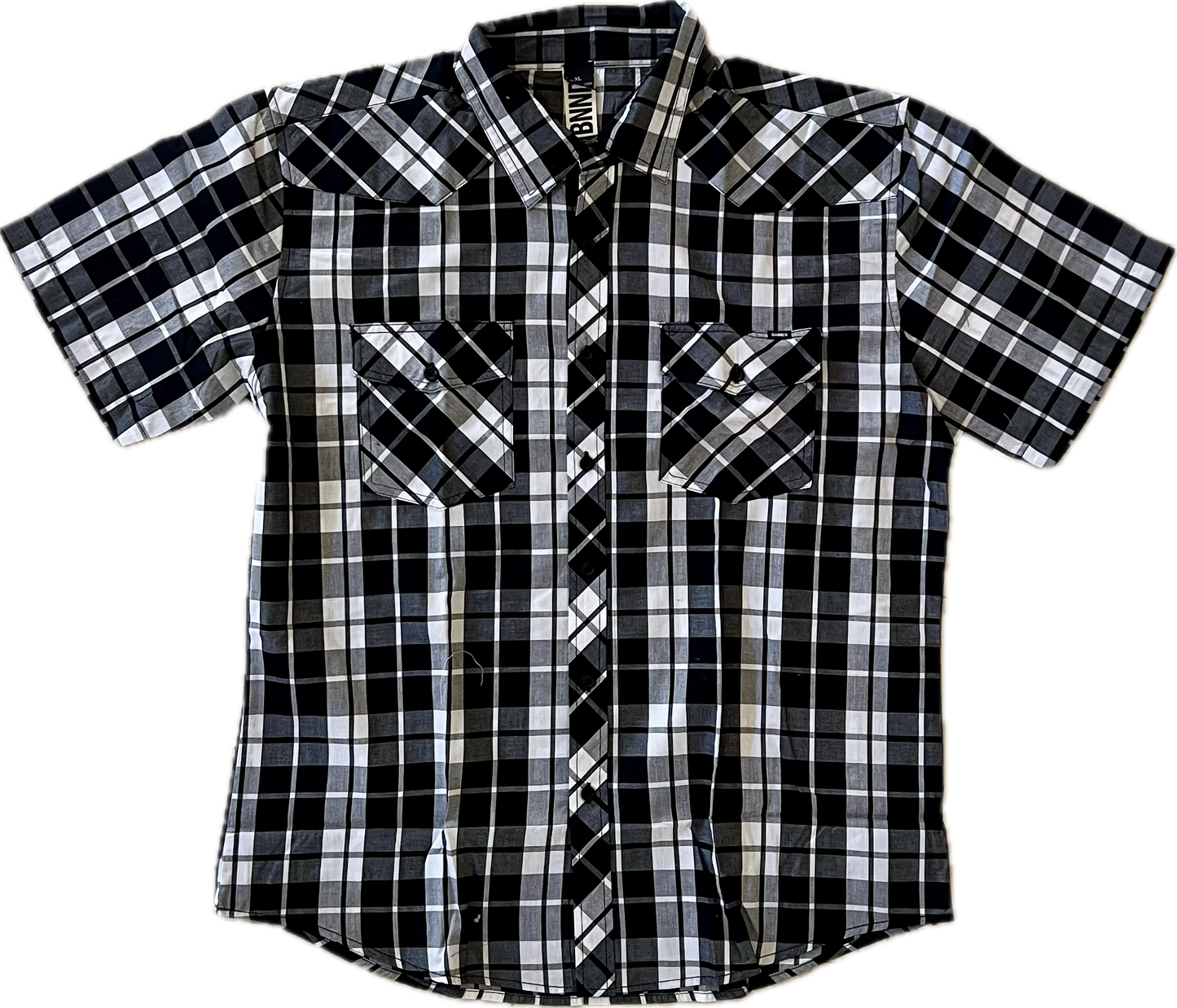 BANNED Black Plaid Short Sleeve Button Shirt