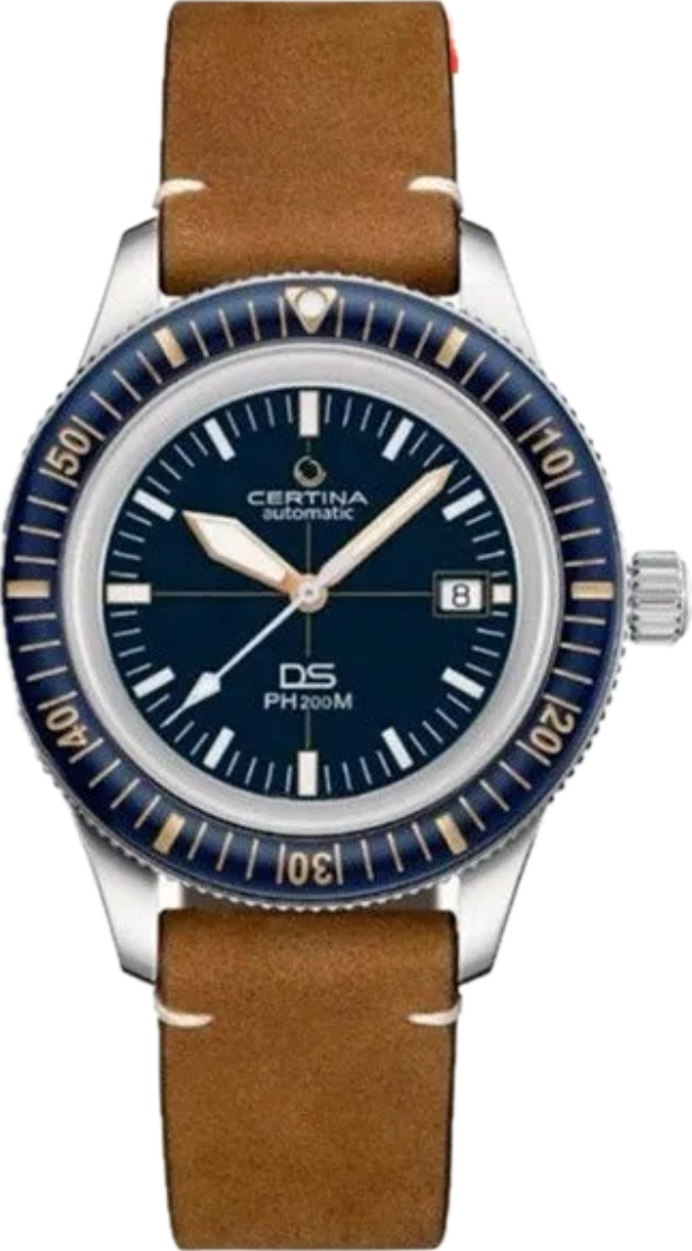 Luxury Cert. DS Mod Blue Dial Quartz Movement Leather Strap Watch