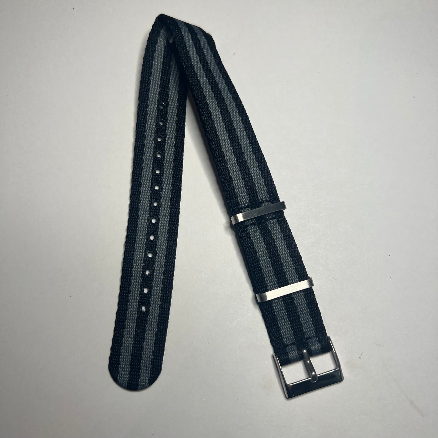 Black Gray Stripes 20mm Nylon NATO Strap
