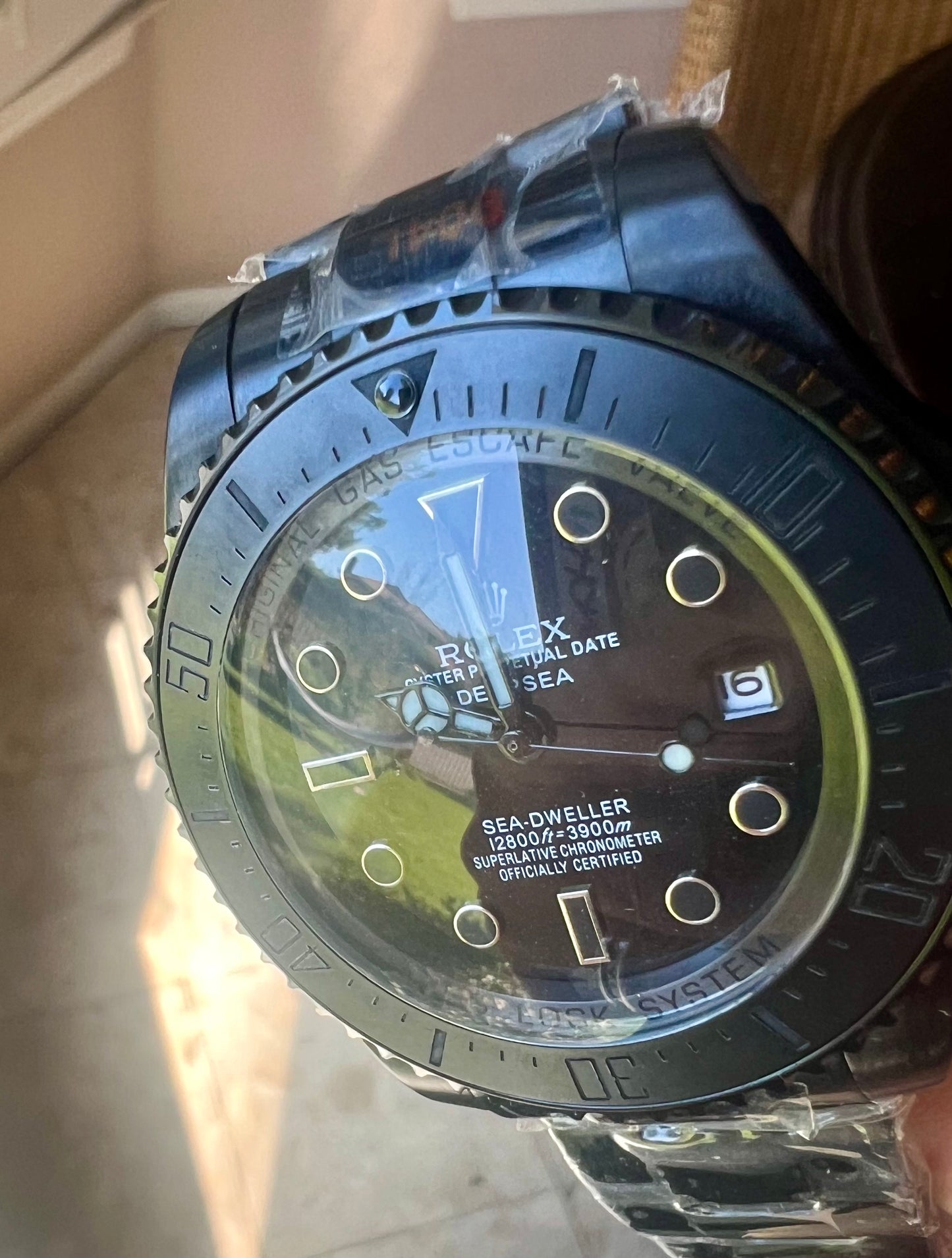 Luxury Sea Dweller 44mm Jacques Piccard Style All Black PVD Automatic Movement Watch