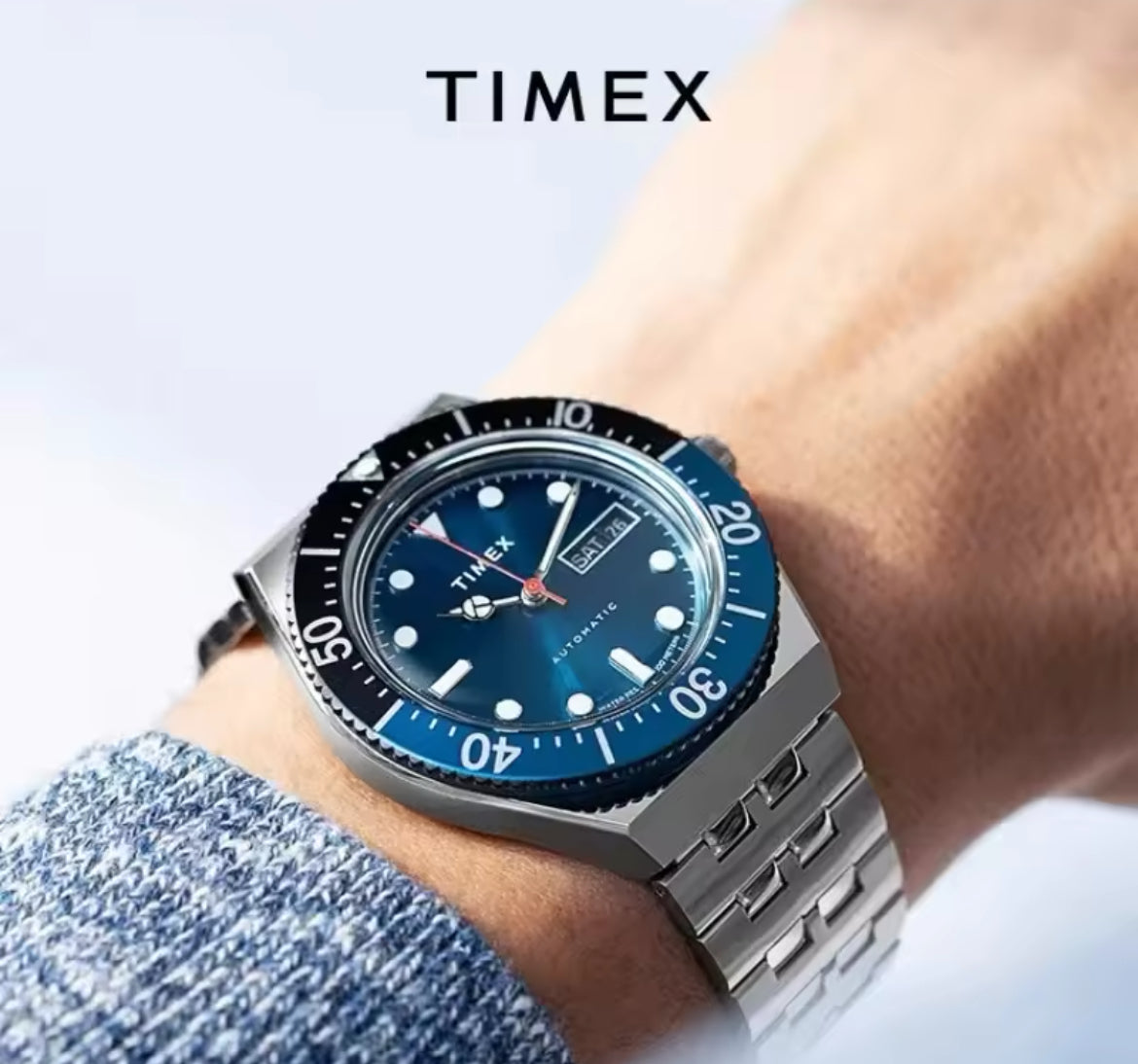 Timex Diver Blue, Stainless Steel Bracelet Automatic Movement 40mm Watch