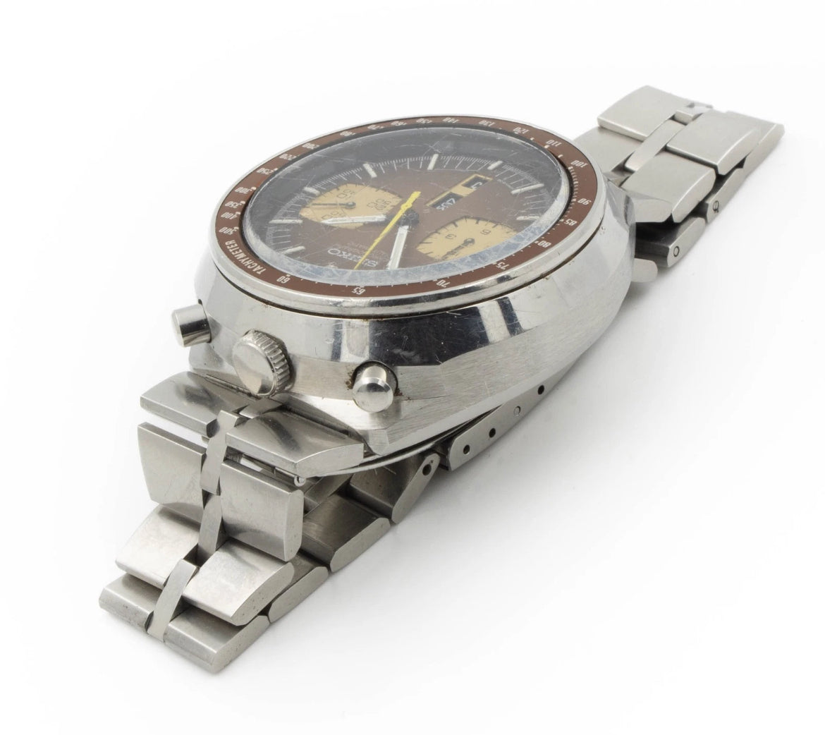 Vintage Seiko Bullhead Chronograph Day/Date Ref.6138-0049 44mm #W165030-1 Original box!