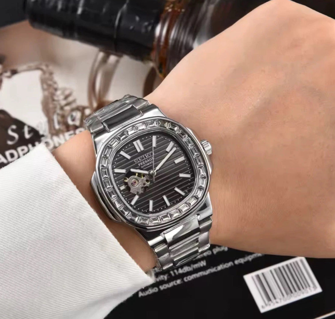 Seiko Luxury Tourbillon Nautilus Mod Gold & Diamonds 43mm Automatic Movement Gold Dial Watch