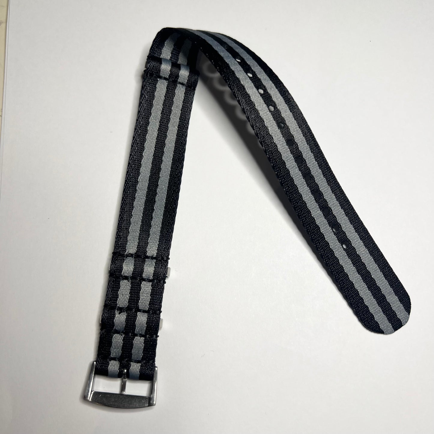 Gray Black 21mm Nylon NATO Brushed SS Strap