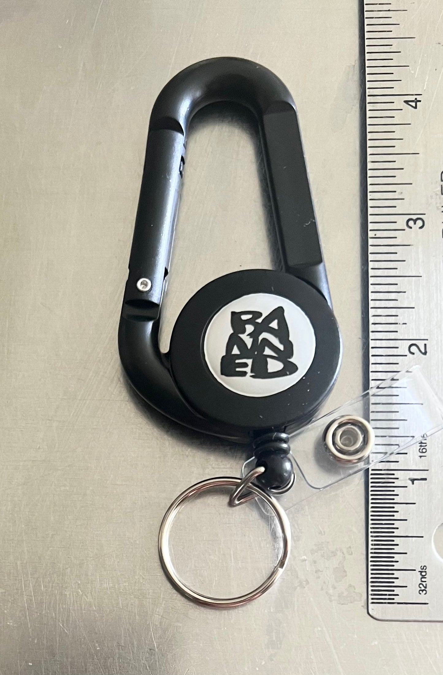 BANNED Carabiner + Retractable Badge Holder Multi Function Keychain