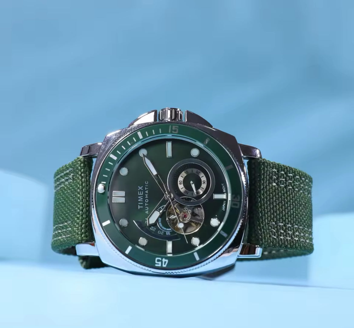 Timex Diver Green Canvas Strap Automatic Movement 40mm Watch