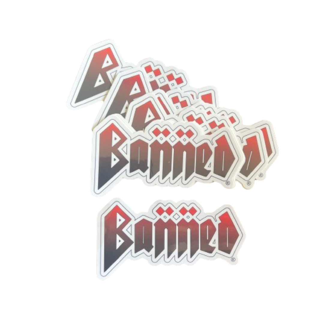 BANNED METAL 4.5" Sticker Set of (5)