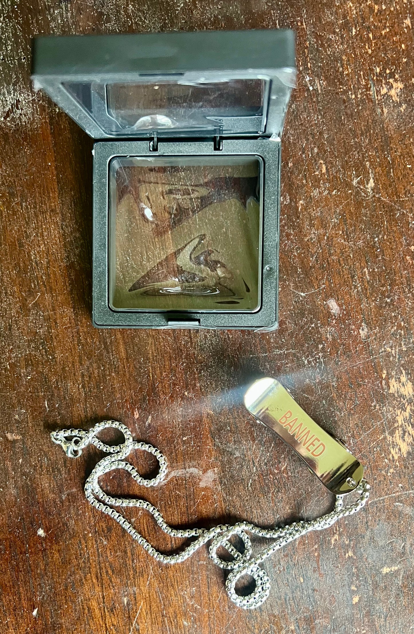 BANNED Silver Metal Skateboard Necklace
