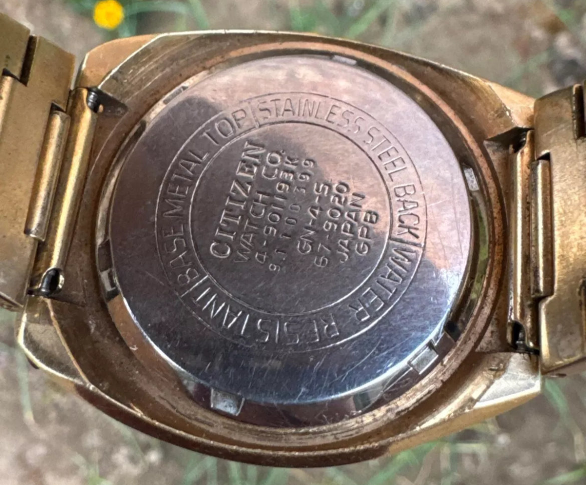 Rare Vintage Citizen Bullhead 67-9020 Chronograph Brad Pitt Gold Cal.8110 Automatic Watch