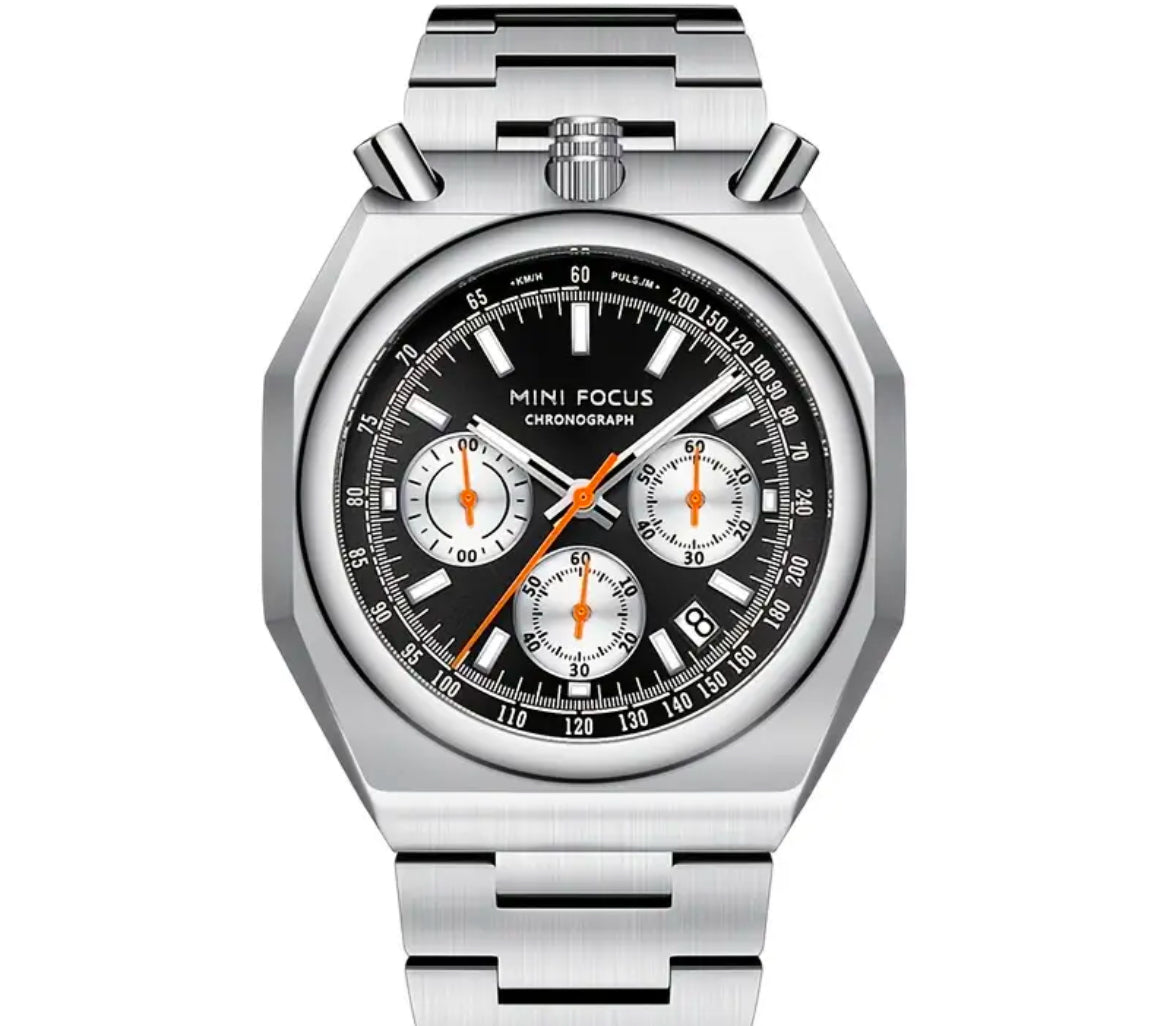 Focus Bullhead Chronograph Black dial Stainless Steel Quartz Movement 46mm Watch