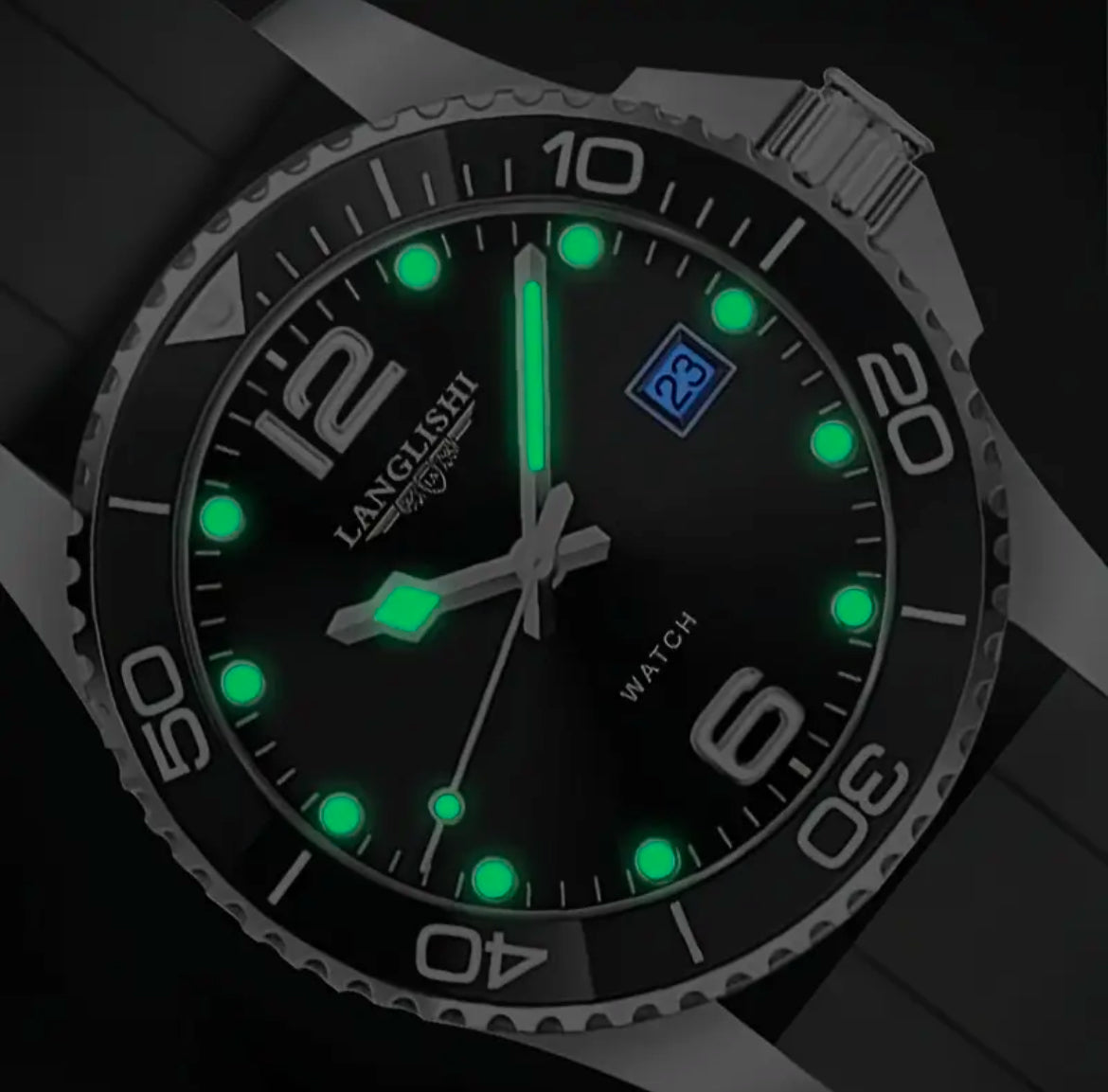 Elegant Dive Blue dial & Bezel  40mm Rubber strap Quartz watch