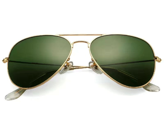 Aviator Gold dark green lens sunglasses