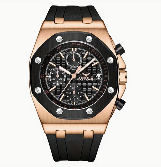 Luxury Brand Chronograph Rose Gold Quartz Watch