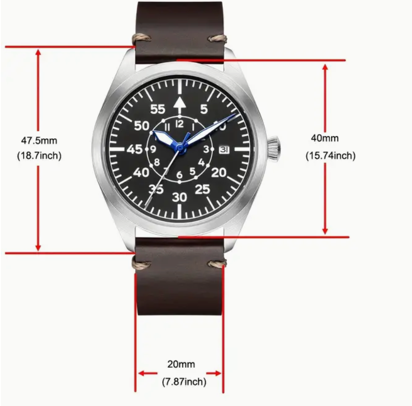 Steel Pilot Automatic Wristwatch Swiss design