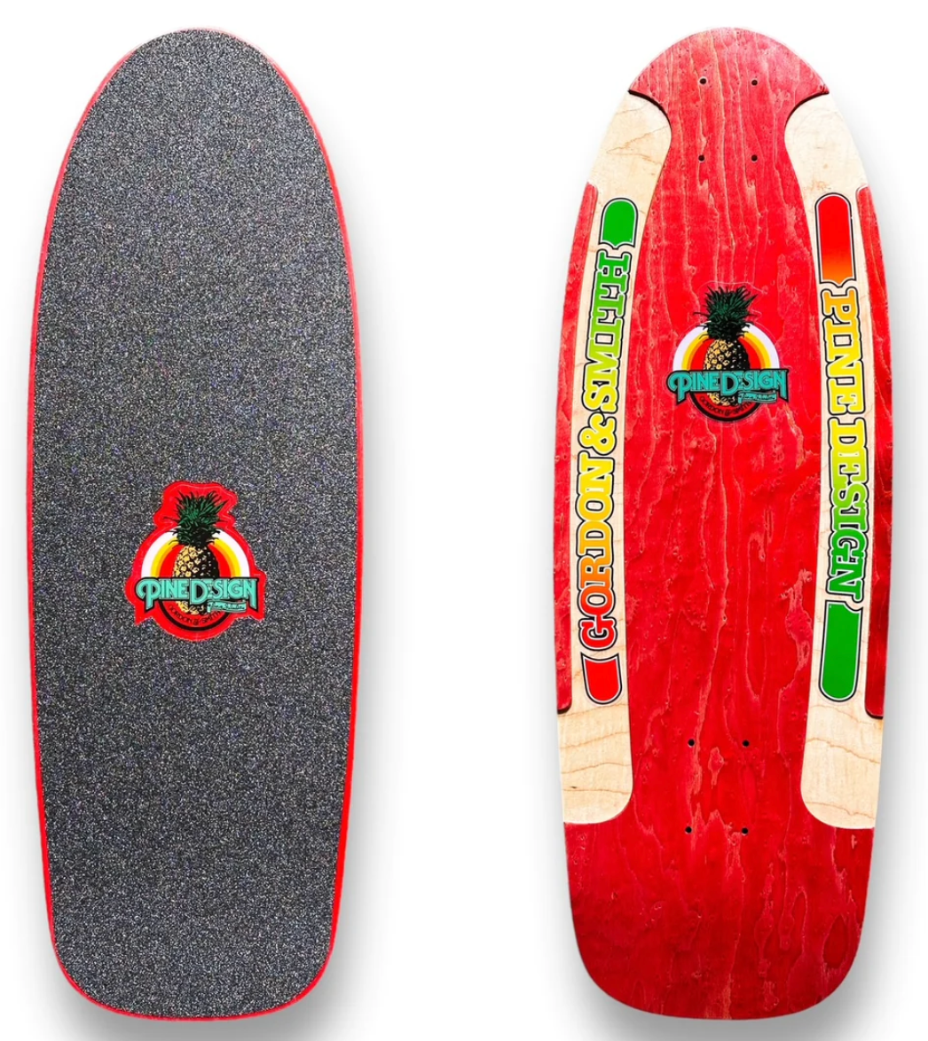 G&S 30" PineDesign 2 Routed Rails - Red Reissue Skateboard Deck