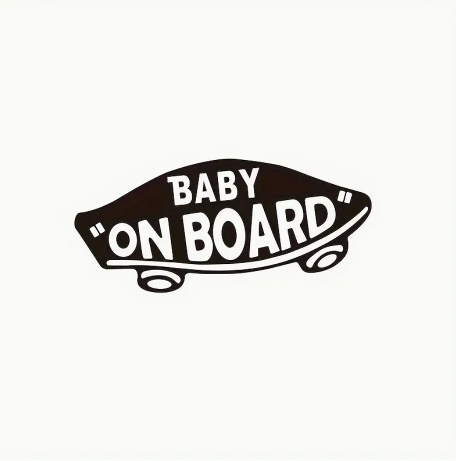 Baby on Board Skateboarder Sticker 7" x 3.1"