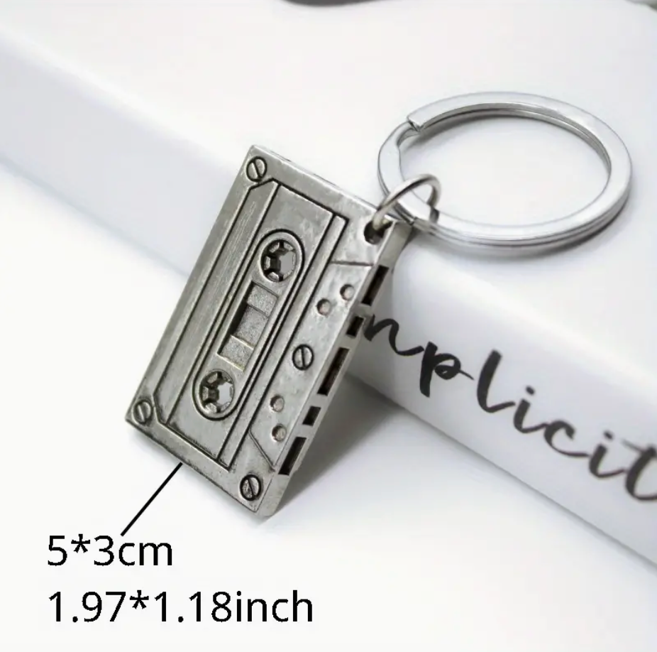 Cassette Tape Metal Keychain 2"