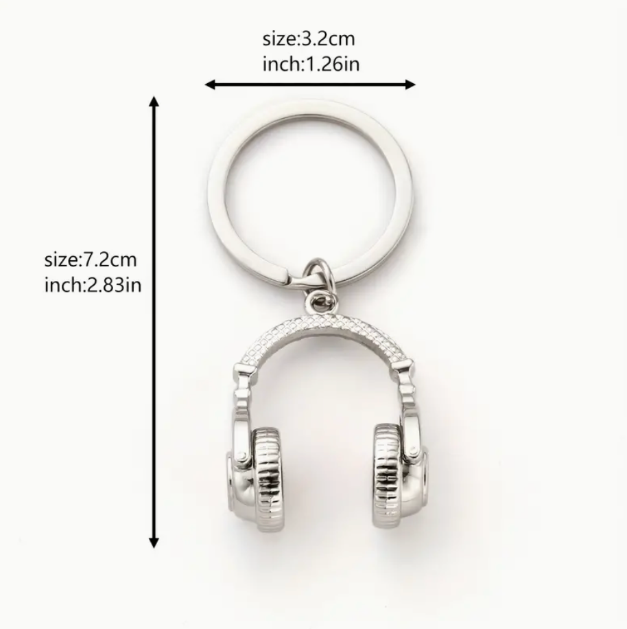 Headphone Metal Keychain 2"