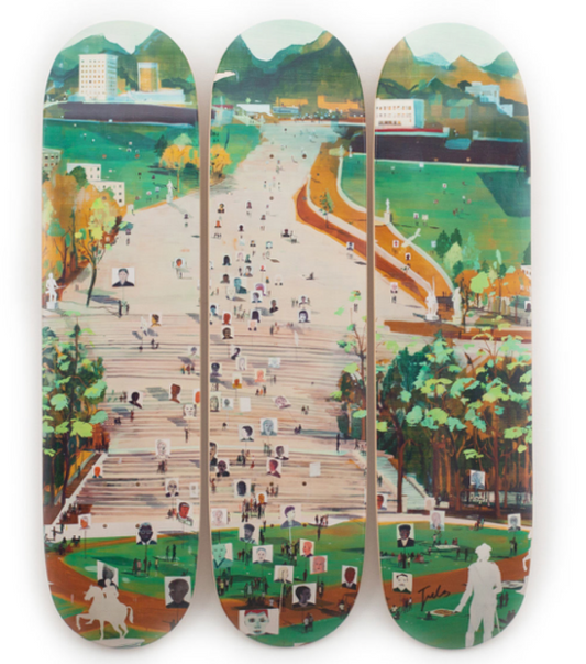 "Idol Hands" by Jules de Balincourt Triptych Wall Art, Hand-Signed Skateboard Decks SET (3)