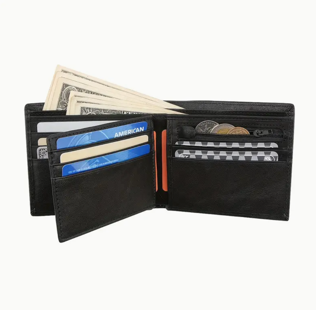 Black Skull Embossed Anti-Theft RFID Leather Wallet