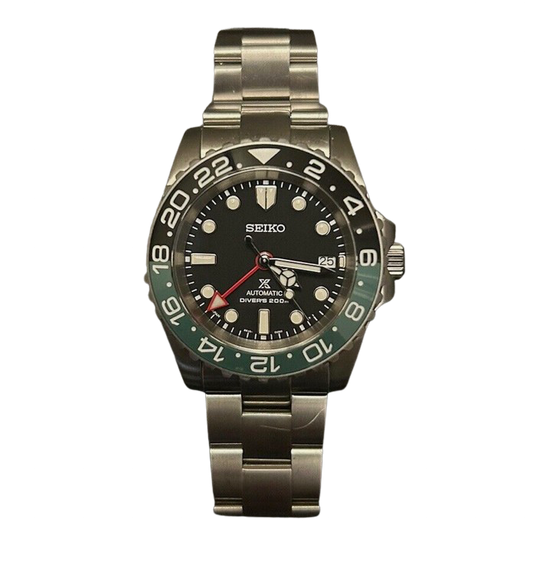 Custom Seiko 5 GMT with Rolex Hands + Ceramic Bezel by JP Wristshop Wristwatch