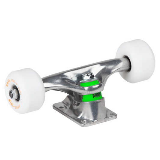 Mini Logo Raw Trucks + ML Bearings + White Wheels ALL (Set of 2)