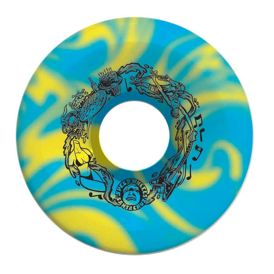 SLIME BALLS  65mm Big Balls Blue Yellow Swirl Skateboard Wheels