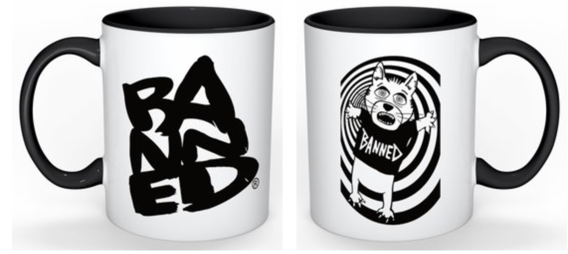 BANNED 11 OZ Catbear Unisex Mug White/Black