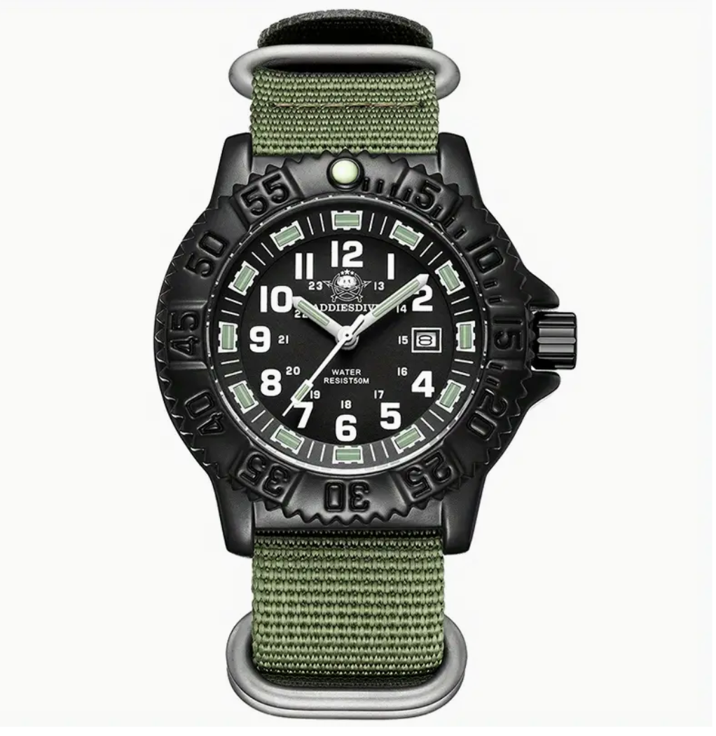Addiesdive Military Mountaineering Black/Green Watch