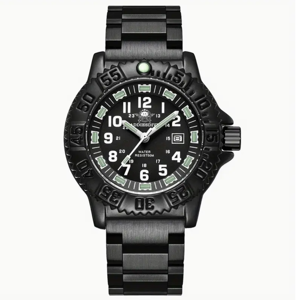 Addiesdive Mountaineering Black Metal Watch