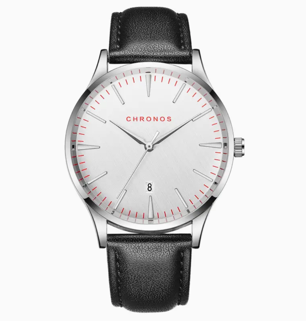 CHRONOS Minimalist Date White/Black Watch