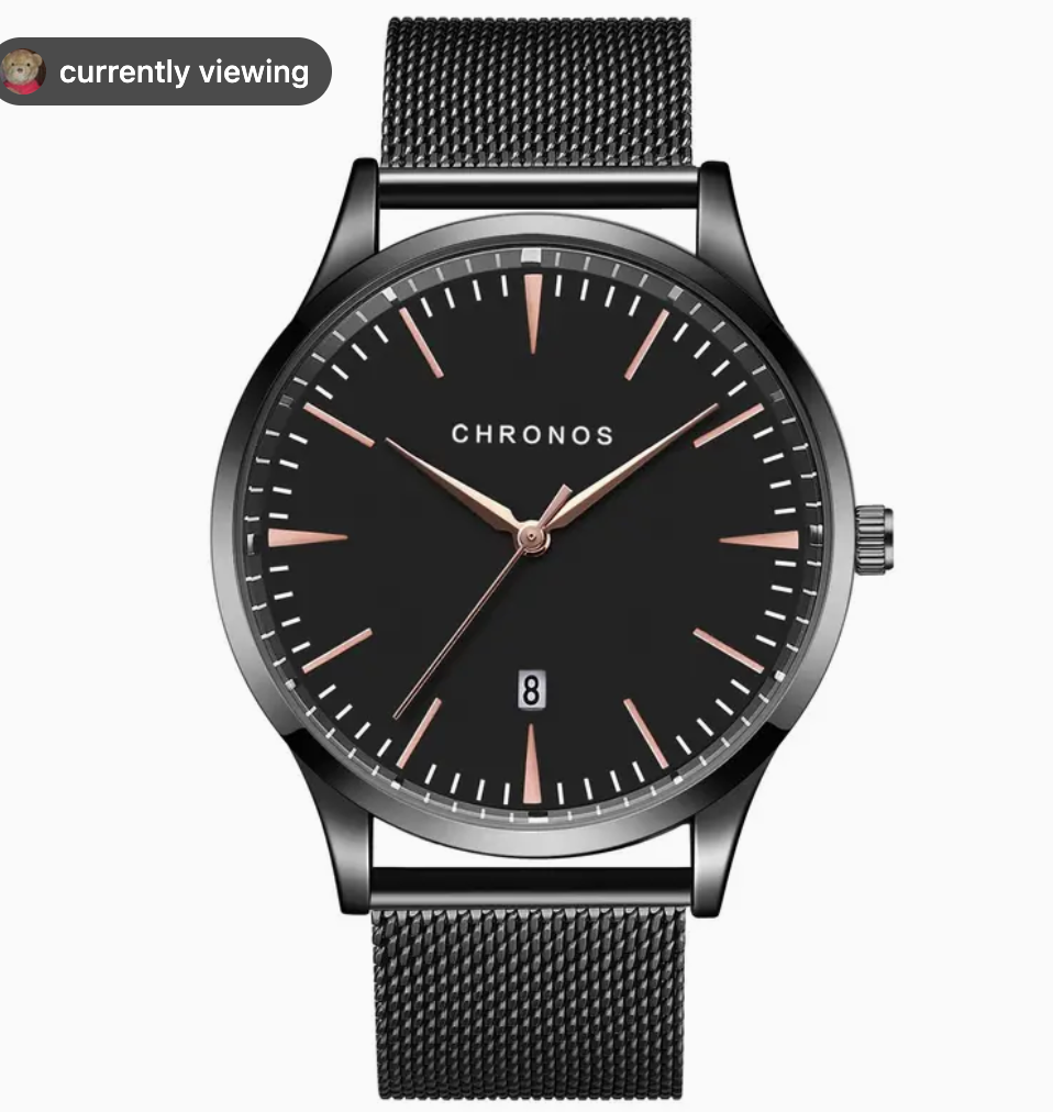 CHRONOS Minimalist Date Tripple Black Watch