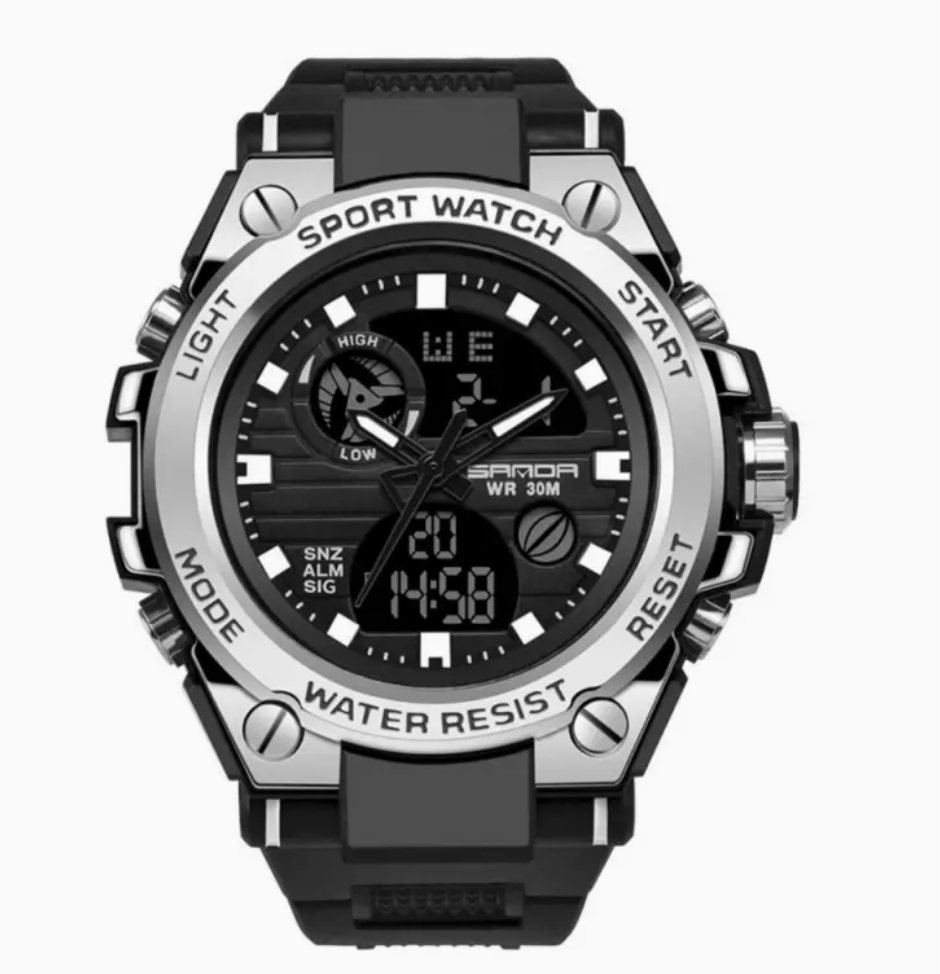 SNZ Tron Multi Function Black/Silver Watch
