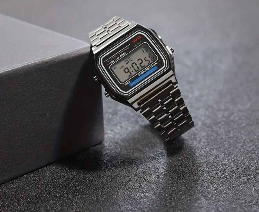 WR Retro Digital Gunmetal Watch