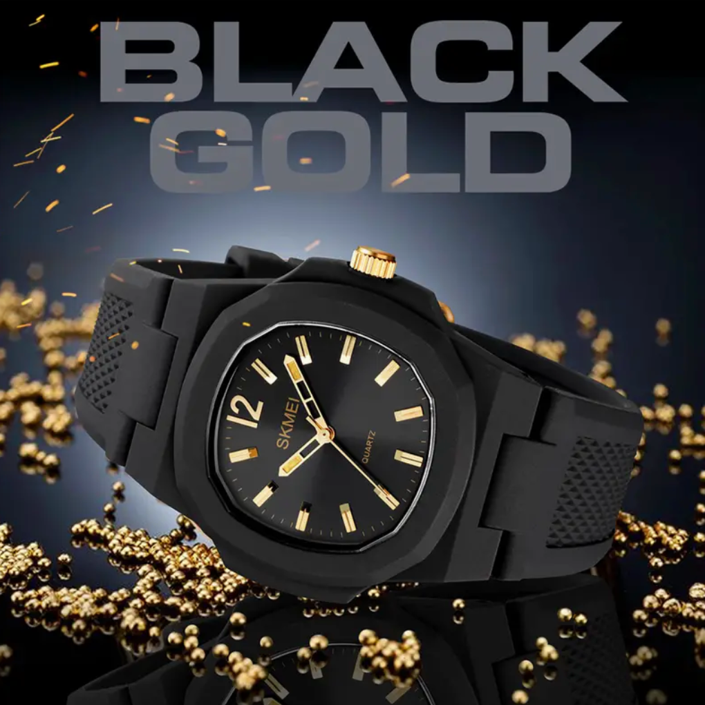 SKMEI Black/Black/Gold Watch
