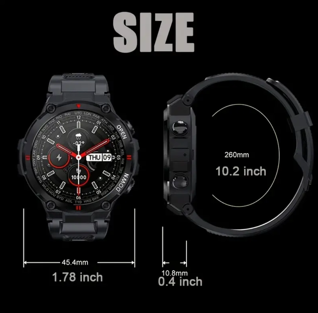 JELLOO Military Silicone & Leather Smart Watch