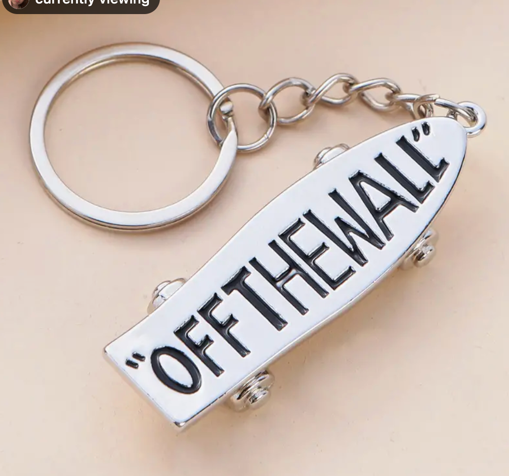 Off the Wall Skateboard Metal Keychain