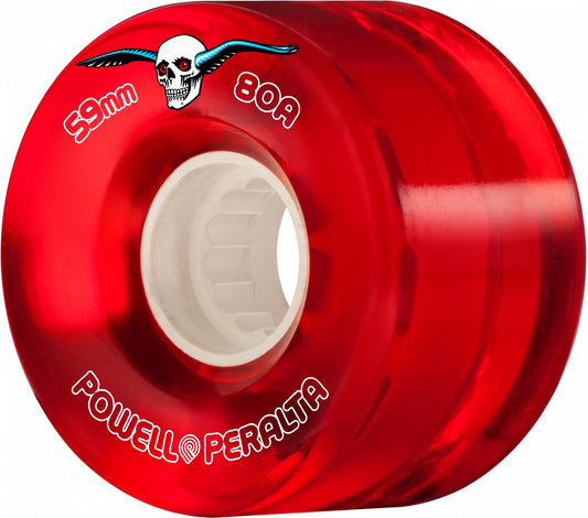 Powell Peralta Clear Cruiser Skateboard Wheels Red 59mm 80A 4pk