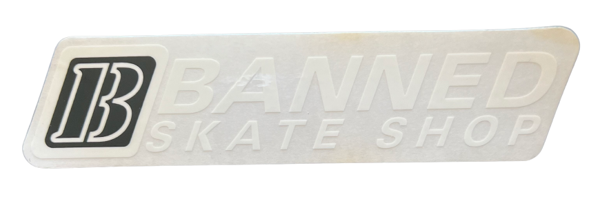BANNED Board Shop White Sticker