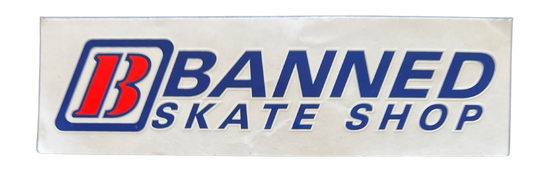 BANNED Board Shop Red/white/blue Sticker