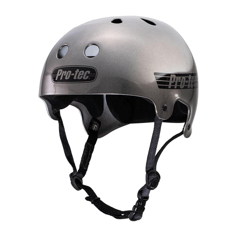 PRO-TEC OLD SCHOOL SKATE HELMET- METALLIC GUN METAL